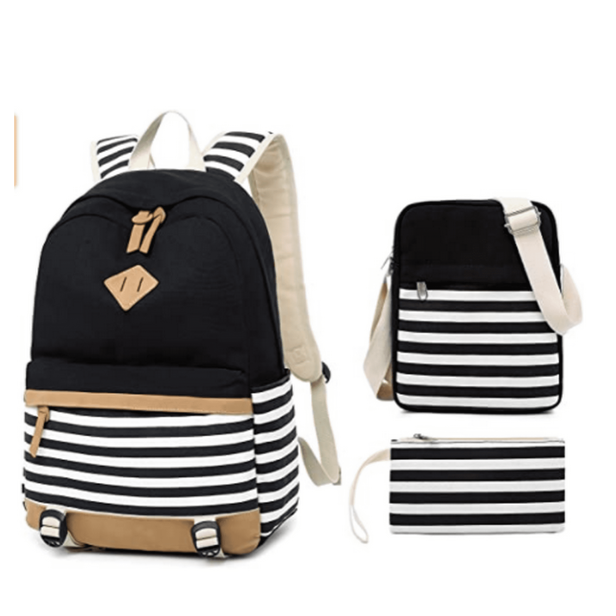 Heyrekt Backpack Girls School girls School Bags Set Bookbags Shoulder Bag Pouch 3 In 1 Color Black Black