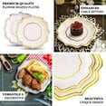 thumbnail image 3 of CUITING 25 Pack White Pink Paper Dessert Plates in Damask Floral Pattern  8” Round Disposable Salad Appetizer Plates with Scalloped Rims - 300 GSM, 3 of 11