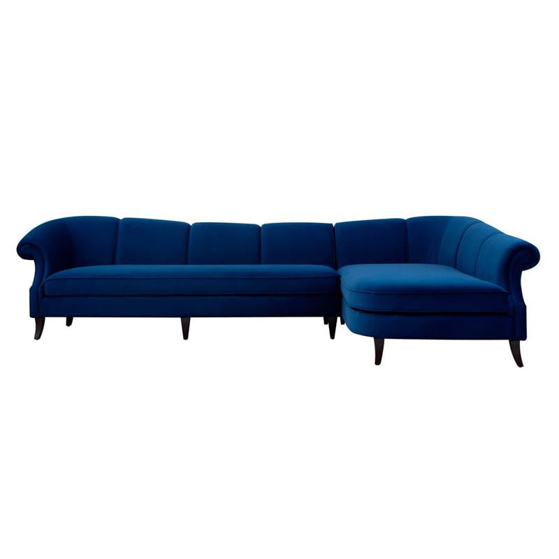 Brika Home Tufted Right Sectional Sofa in Navy Blue