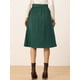 thumbnail image 4 of Faldas midi de cintura alta para mujer Falda de pana con cinturón y botones en la parte delantera Verde Oscuro M, 4 of 6