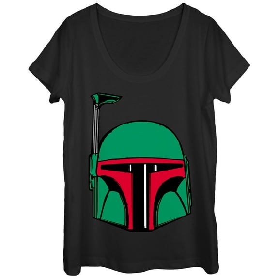 Women's Star Wars Boba Fett Helmet Scoop Neck Black 2X Large