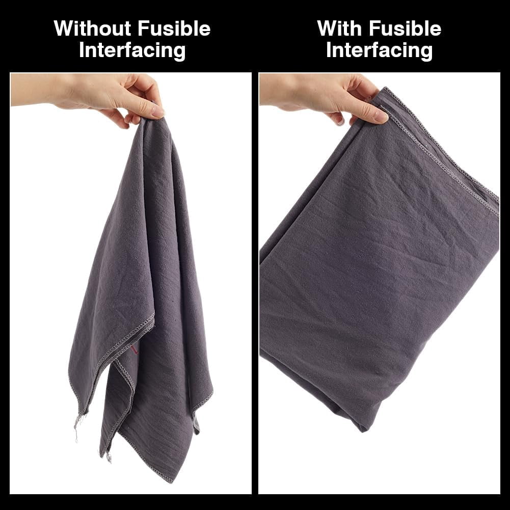 30Yd x 11.8'' Black Iron on Fusible Interfacing Fabric Textiles Polyester Single Sided Interfacings for DIY Crafts Supplies Non Woven Covering Stitch for Sewing Quilting CraftingBlack