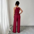 thumbnail image 4 of DORKASM Basic Jumpsuit Casual Waist Button Tie Jumpsuit For Women Vermilion 2XL, 4 of 5