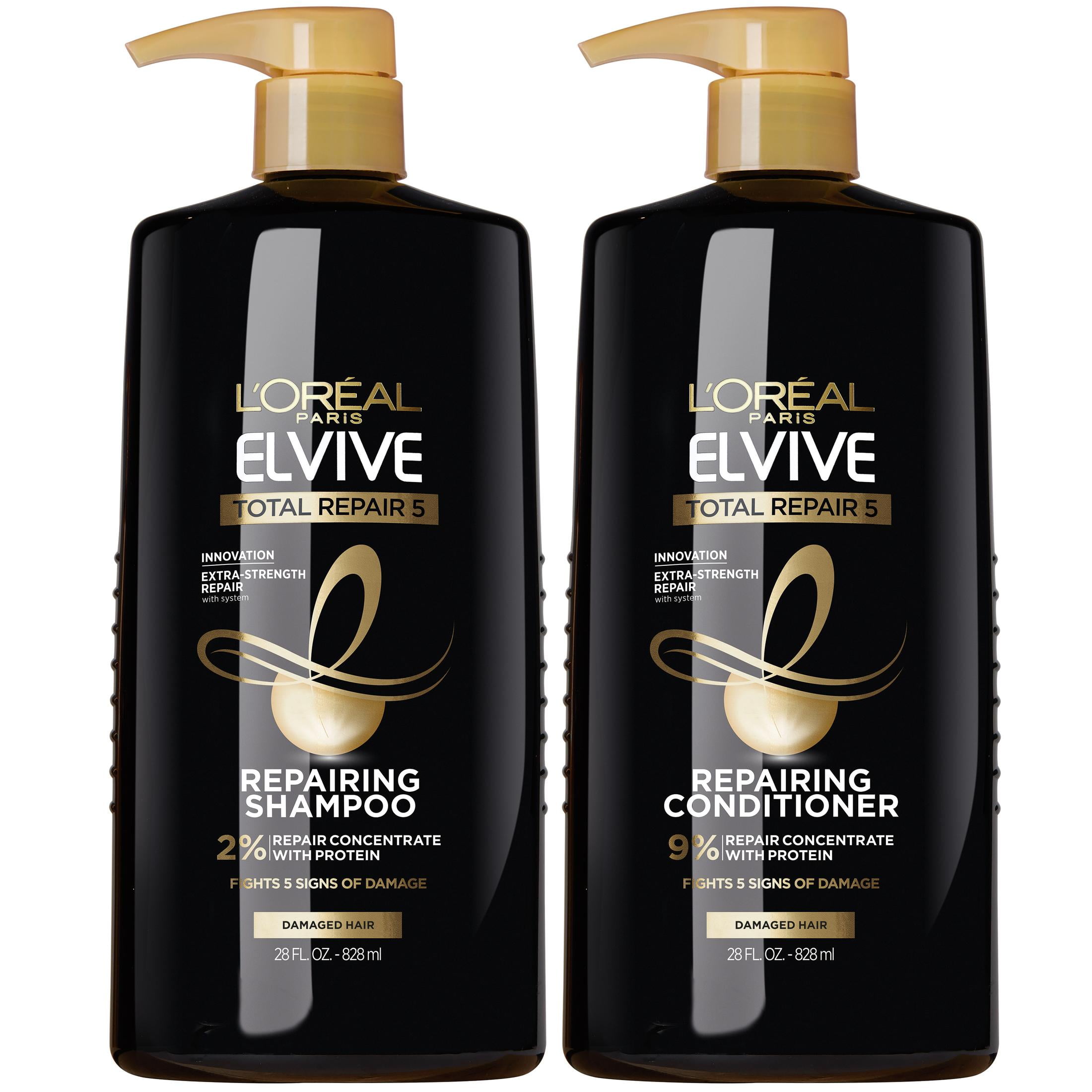 L'Oreal Paris Elvive Total Repair 5 Shampoo and Conditioner, Damaged Hair, 2 COUNT