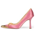 thumbnail image 2 of FSJ Women Graceful Bowknot Pumps Cap Toe Slip On Sexy Color Matching Stiletto High Heels Fashion Dressy Shoes Size 8.5 Pink, 2 of 4