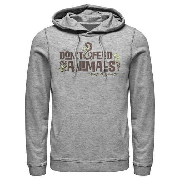 Men's Jungle Cruise Don't Feed The Animals Logo  Pull Over Hoodie Athletic Heather Small