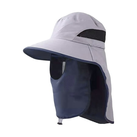 Wide Brim Detachable Face Cover Men Fishing Cap Neck Flap UV Protection Adjustable Strap Fishing Sun Hat Outdoor Supplies