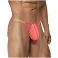 thumbnail image 2 of NoxwB Men's Sexy Cover Buttock Translucent Enhanced Pouch Bikini Briefs Solid Color Low Rise Underpants Breathable Underwear Red XL, 2 of 3
