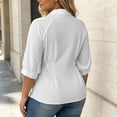 thumbnail image 5 of IUYRTFE Women's Plus Size Collared Blouse 3/4 Puff Sleeve Button Down Peplum Top, 5 of 8