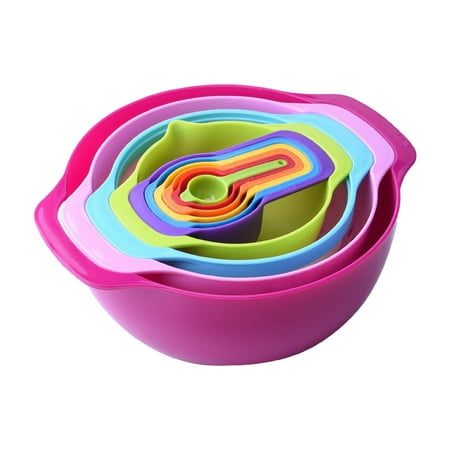 

Shinysix Mixing Bowl Set with Measuring Spoons Coloful Sieve and Salad BowlKitchen Baking and Fruit & Vegetable Preparation