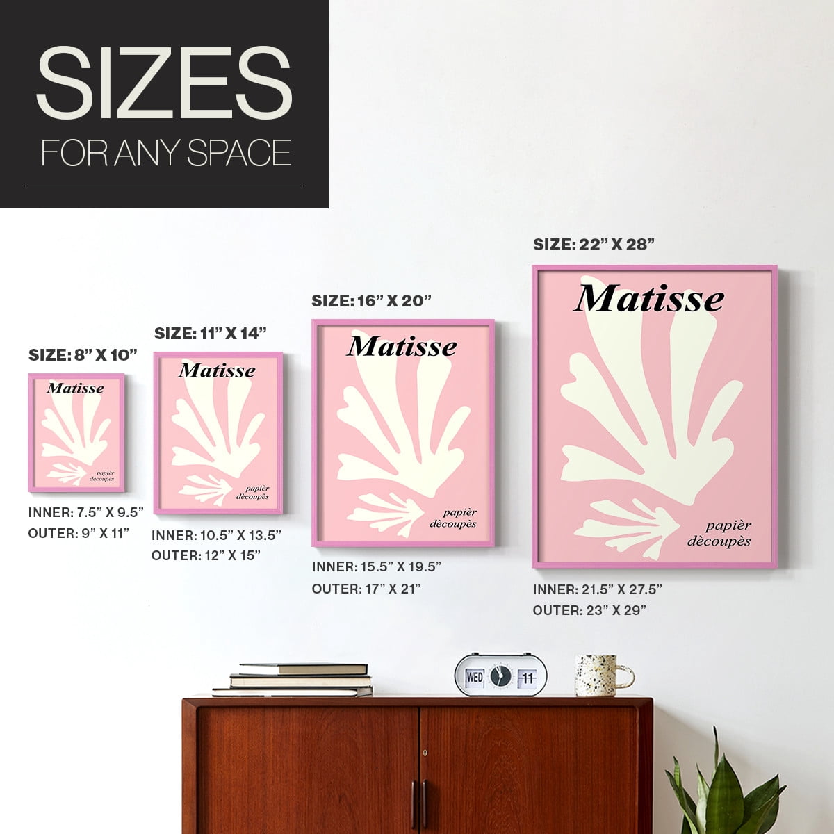 Matisse CCCLVI in Pink Solid Wood 8 x 10 Framed Print