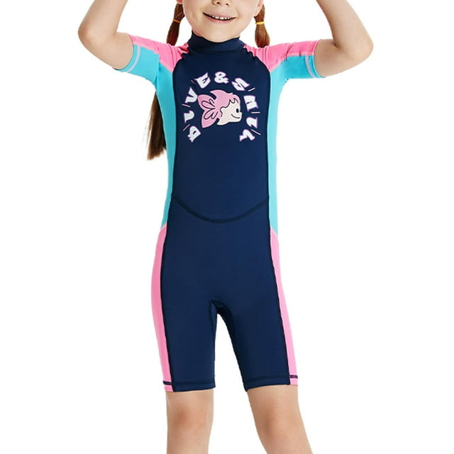 Traje de neopreno térmico para niñas, ideal para buceo y esnórquel. Azul