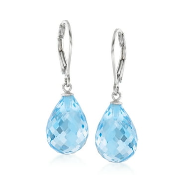 Ross-Simons 15.00 ct. t.w. Blue Topaz Drop Earrings in Sterling Silver, Women's, Adult