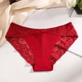 thumbnail image 2 of felwors Sexy Seamless Underwear for Women Lace Cheeky Bikini Panties Breathable Low Rise Briefs (Red, L), 2 of 7