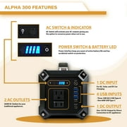 ExpertPower Upgraded Alpha300 Lithium Portable Power Station, 333Wh Solar Generator with 300W AC Output, USB QC3.0, 60W Type-C, 12V DC for Outdoor, Camping and Power Supply