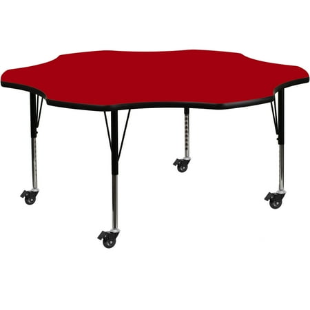 Thermally Fused Laminate (Flash Furniture Mobile 60'' Flower Shaped Activity Table with Red Thermal Fused Laminate Top and Height Adjustable Preschool)