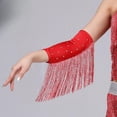 thumbnail image 7 of Segolike 1 Pair Latin Dance Arm Sleeves Competitions Shiny Comfortable Tassel Arm Sleeves Red, 7 of 7