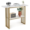 thumbnail image 1 of Mesa de Consola Costway Almacenamiento 2 Niveles Blanco y Dorado, 1 of 5