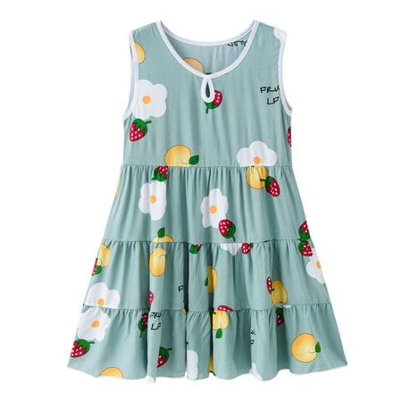 

Borniu Girls Dresses Toddler Kids Baby Girl Summer Flower Print Sleeveless Dress Princess Dress Toddler Dress Clearance