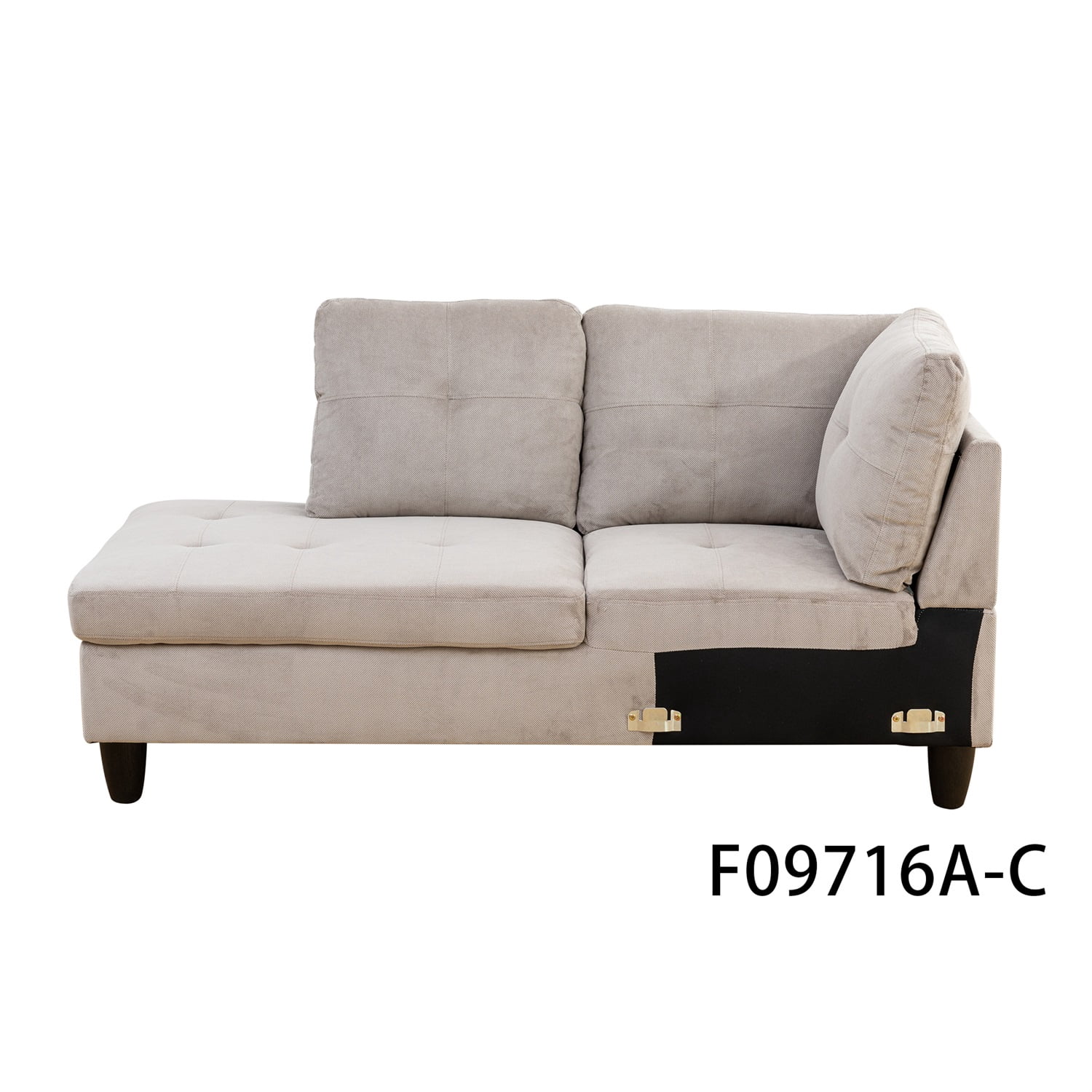 Hommoo L Shaped Couch Set Sectional Sofa Set, Corduroy Living Room Furniture Sets, 4-Seat Couches and Sofa Set for Home, Apartment, Dorm, Grey White(No Ottoman)