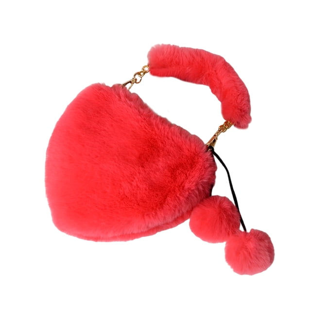 Bolso de Hombro con Corazón para Mujer, Bolso para Las Axilas Sintética de Felpa para Mujer, Bolso ano Suave Y Cálido, Bolso de rojo Sunnimix Bolso de piel sintética