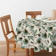 thumbnail image 2 of Christmas Tablecloth 60×60 Inch Round, Pine Branches Cones Washable Table Cover for Party Picnic Dinner Decor, 2 of 6