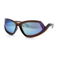 thumbnail image 4 of Swan Down Temple Curved Wrap Cat Eye Sport Plastic Sunglasses Brown - Yellow Mirror, 4 of 8