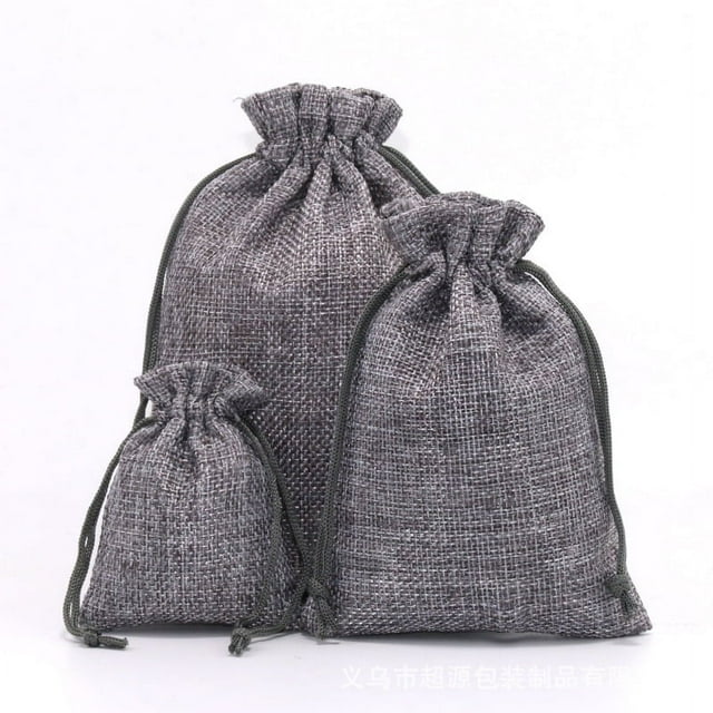 Bolsa de regalo de Navidad para guardar joyas, bolsita con cordón, bolsa de lino de imitación