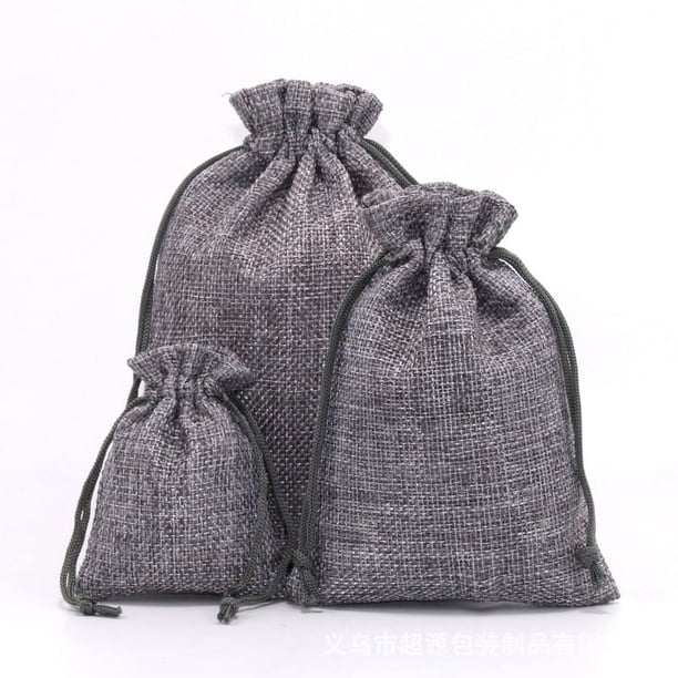 Bolsa de regalo de Navidad para guardar joyas, bolsita con cordón, bolsa de lino de imitación