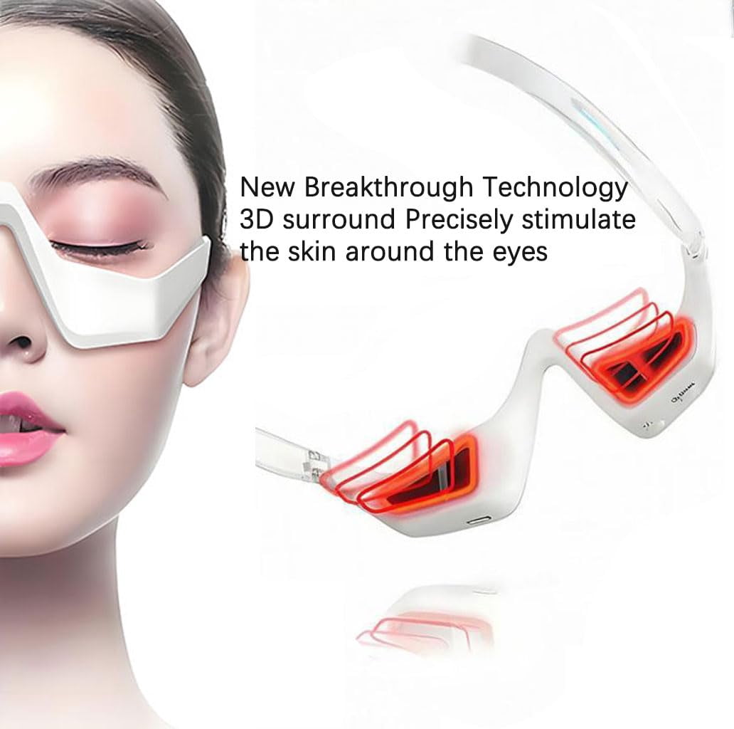 Under Eyes Red Light Therapy Massager Glasses,Microcurrent Eye face led red light Beauty Device under Eye Massager Eyes Bag Remover for Reduce Dark Circles Puffiness Wrinkles Relax Eye Strain