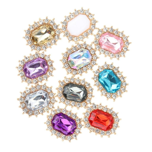 kurtrusly Shimmering Rhinestone Buttons for Clothing Embellishments and Wedding Décor Mixed Color 2.1 x 1.7cm 1Set