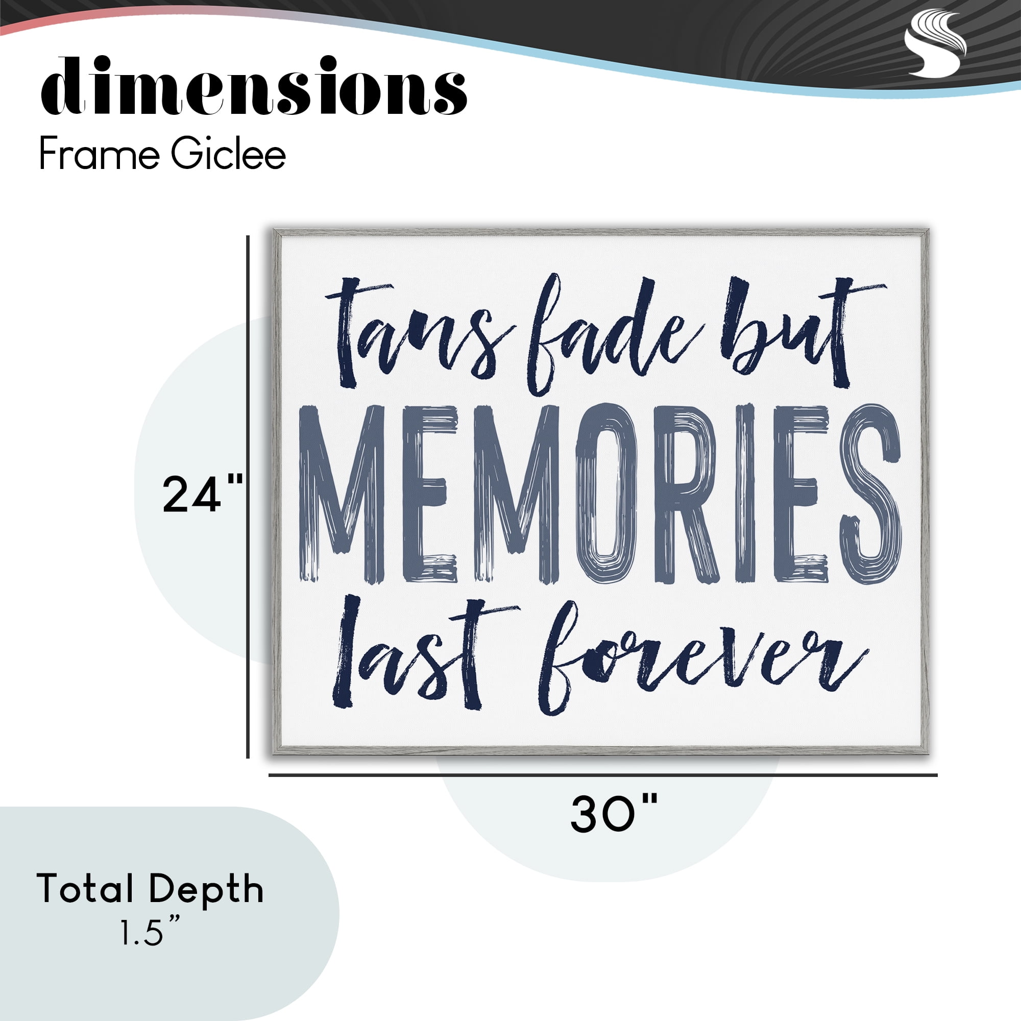 Summer Memories Last Forever Gray Framed Giclee Art, design by Lettered and Lined