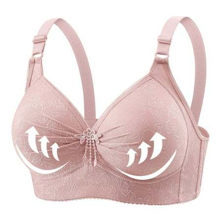 Crunowin Women s Push up Bras Underwire  Full Coverage Support Daily Bra Pink 2XL