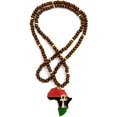 thumbnail image 5 of Icemond Pan African Colored Africa Map Continent with Ankh Pendant on 30" Wooden Bead Necklace in Gold or Silver Tone, 5 of 5