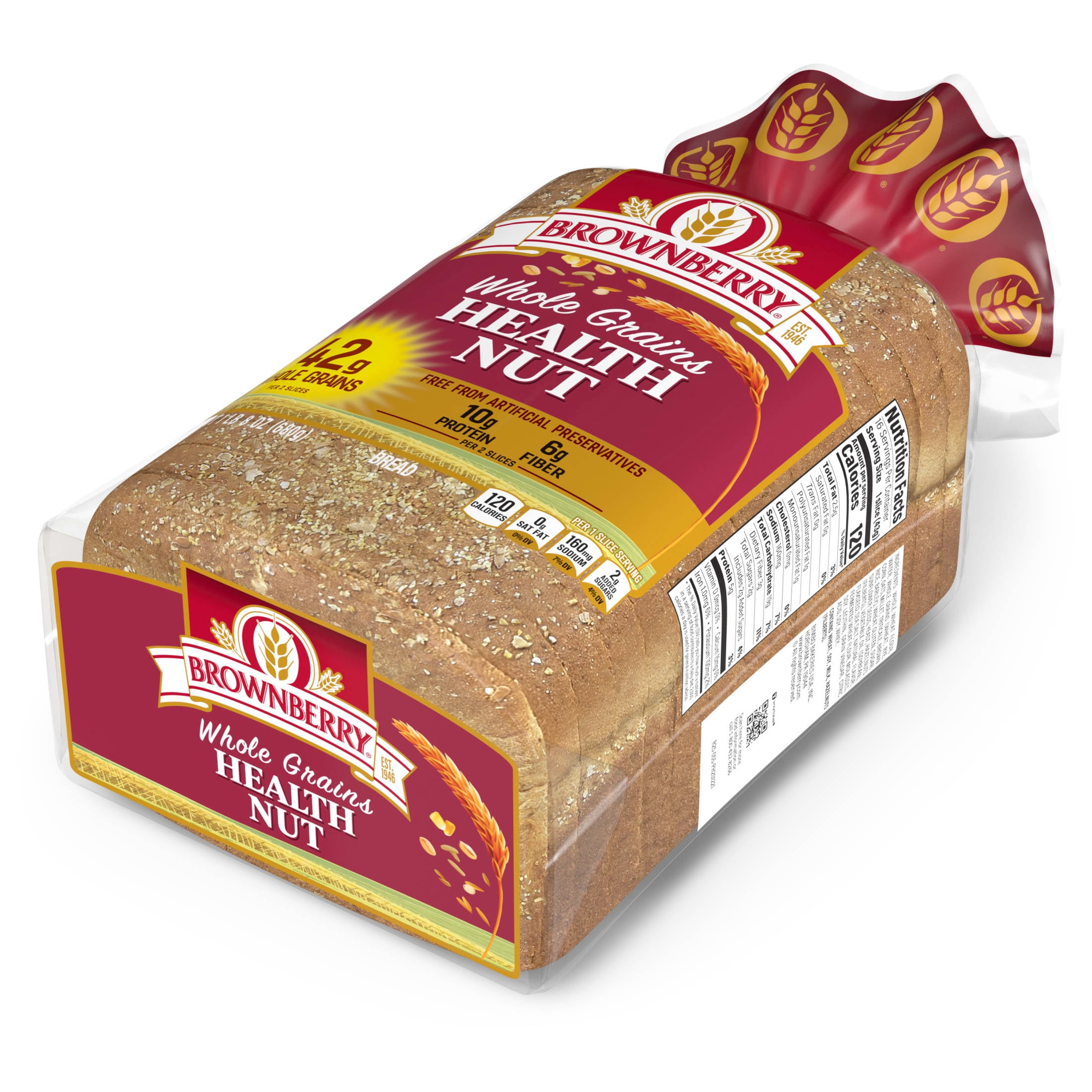 Brownberry Whole Grains Health Nut Bread, 24 oz, Multigrain Bread, Bag