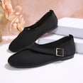 thumbnail image 6 of Samdudou Dress Shoes for Women Closed Toe Round Front Slip On Flats Unique Asymmetrical Buckle Strap Woven Textured Fabric Minimalist Aesthetic Everyday Footwear, 6 of 8