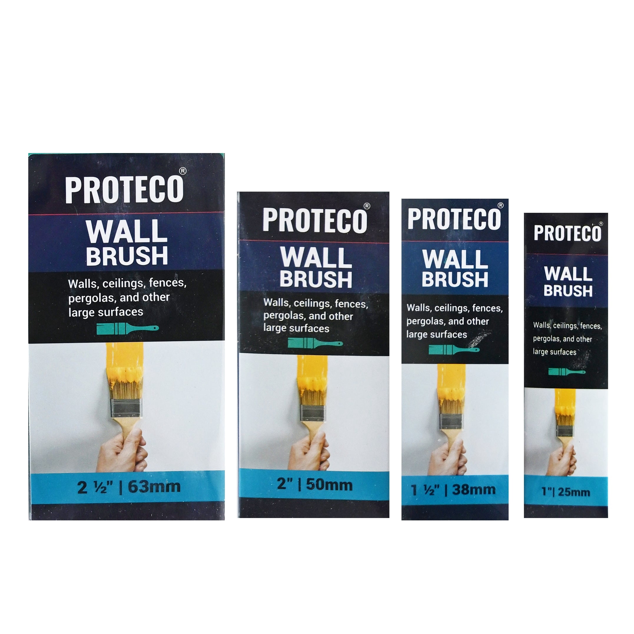 Proteco Multisize Paint Brush Set (5-Piece), 2 in. Premium Thin Angle Sash, 1 in., 1-1/2 in., 2 in., 2-1/2 in.