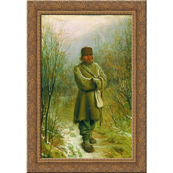 Contemplator 24x18 Gold Ornate Wood Framed Canvas Art by Ivan Kramskoy