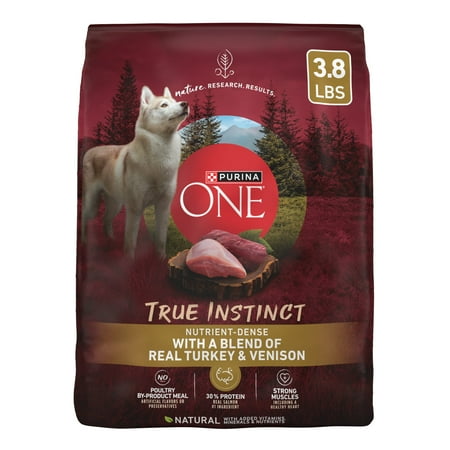 Purina One True Instinct Dry Dog Food for Adult Dogs High Protein Real Turkey & Venison 3.8 lb Bag