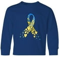 thumbnail image 3 of Inktastic Down Syndrome Awareness Blue and Yellow Hearts Ribbon Long Sleeve Youth T-Shirt, 3 of 5