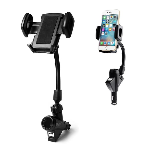HLONK Car Cigarette Lighter Charger Car Cigarette Lighter Socket Extension Adapter Dual USB Charging Phone Holder Car Mount Fit for Samsung Mobile Phone PDA GPS iPod