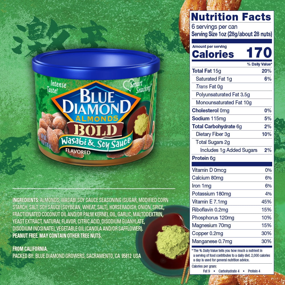 Blue Diamond Bold Wasabi & Soy Sauce Almonds 6 oz - 5 Pack