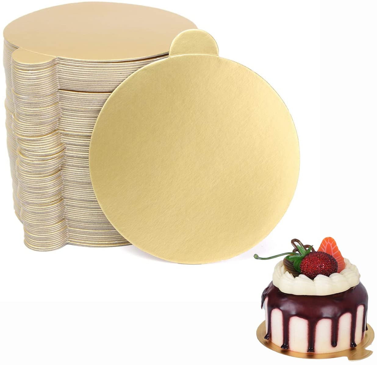 Base Per Mini Torte In Cartone Oro - 120 Pezzi, 4 Forme, Per Dessert, Matrimoni E Feste - Foto 3
