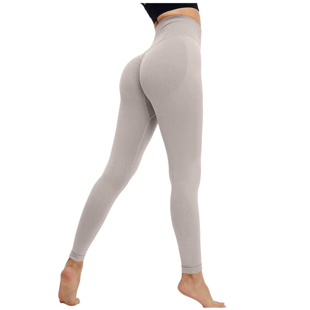 Leggings de yoga de cintura alta para mujer - Levantan las caderas, pantalones deportivos sin costuras - Bolsillos ocultos, nailon elástico y spandex - Diseño de trasero abombado para hacer ejercic