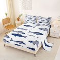 thumbnail image 2 of Manfei Cartoon Sardine King Sheets, Rustic Fish Bedding, Navy White, 4-Piece, 1 Flat Sheet, 1 Fitted Sheet and 2 Pillowcases, 2 of 6