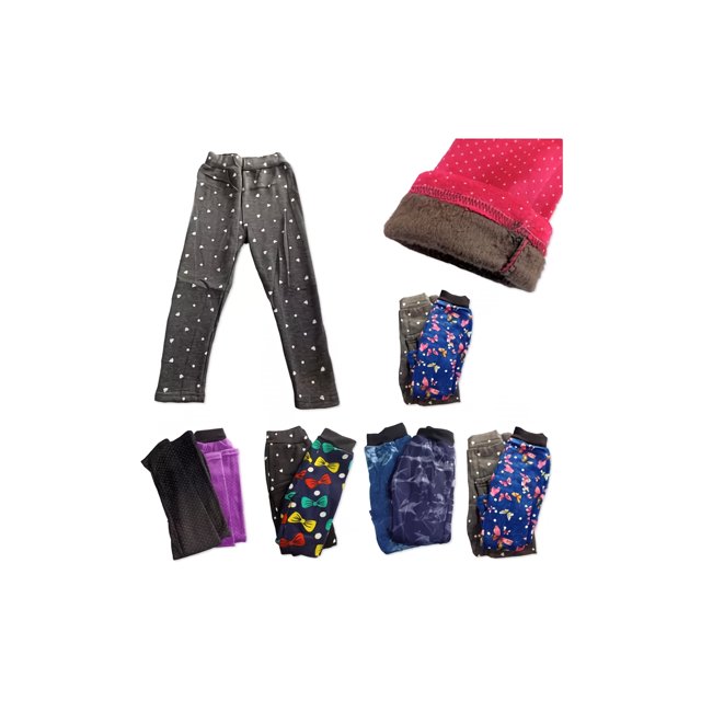 Pack de 2 leggings de forro polar para niñas de 2 a 6 años con chiporro