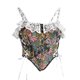 thumbnail image 2 of Camisola moldeadora de cintura con encaje y lazo sin espalda con estampado de flores para mujer, top de poliéster, 2 of 4