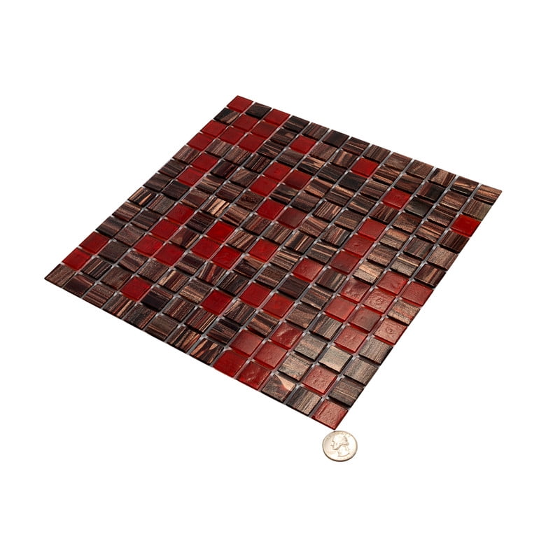 Mingles 12 in. x 12 in. Glossy Berry Red Glass Mosaic Wall and Floor Tile (20 sq. ft./case) (20-pack)