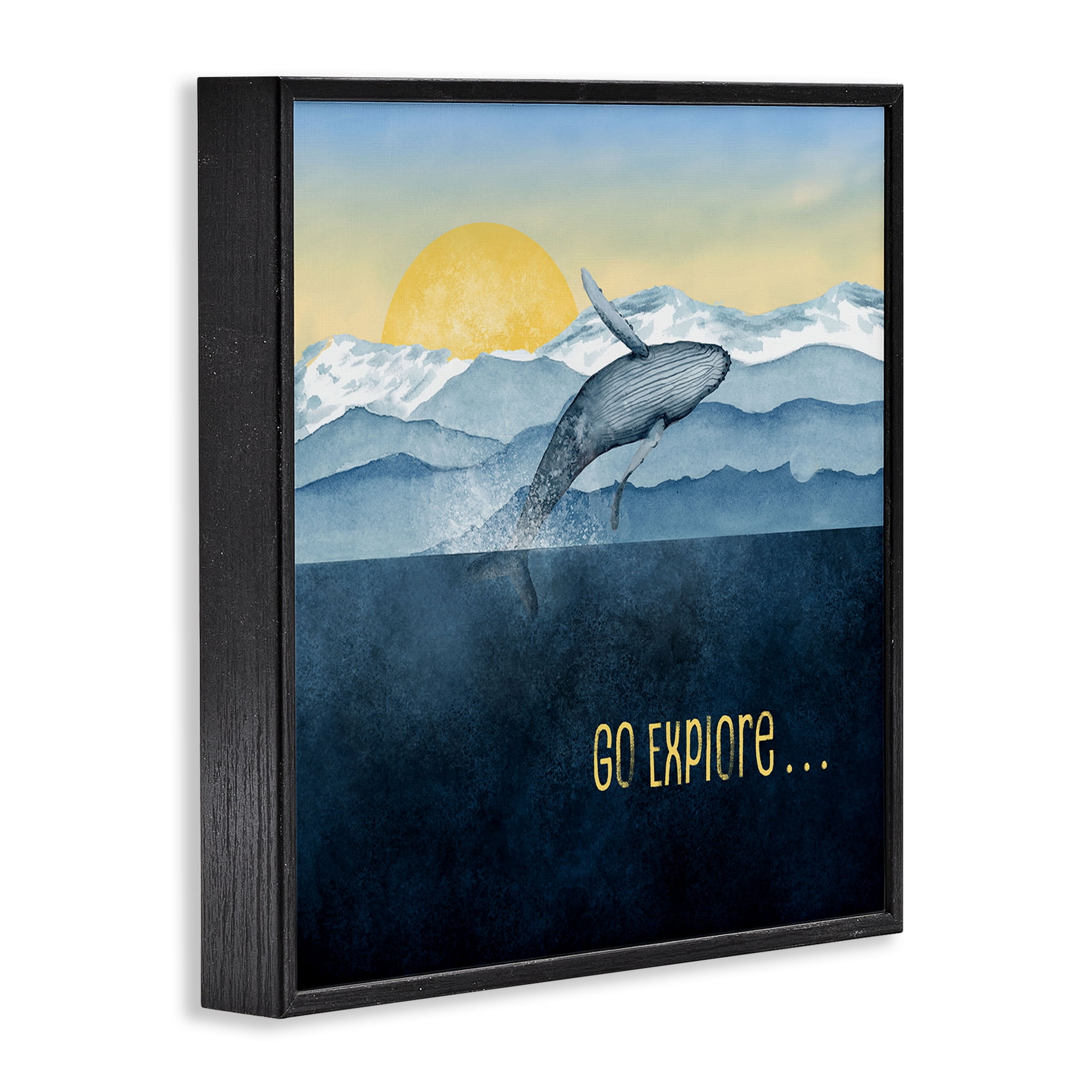 Go Explore Whale Breach Black Framed Giclee Art, design by Brett Blumenthal