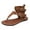 Brown, variant on Women's Gladiator T-Strap Sandals Clip Toe Roman High Top Ankle Buckle Strap Flat Sandals